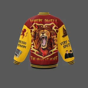 Gryffindor Harry Potter Baseball Jacket Where Dwell The Brave At Heart2B3 GOSLE