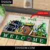 Green Bay Packers St Patricks Day Doormat With Gnome and Shamrock Design