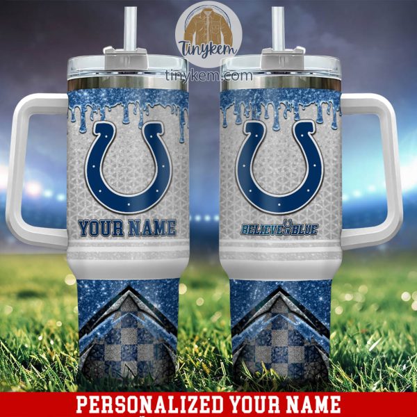 Indianapolis Colts Personalized 40Oz Tumbler With Glitter Printed Style