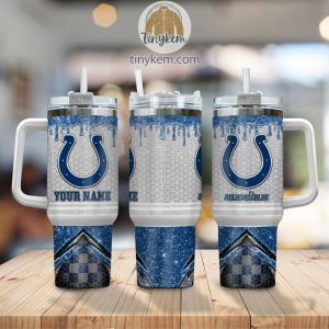 Indianapolis Colts Personalized 40Oz Tumbler With Glitter Printed Style2B2 Z0CHM