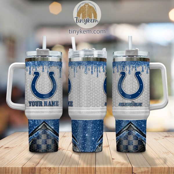 Indianapolis Colts Personalized 40Oz Tumbler With Glitter Printed Style