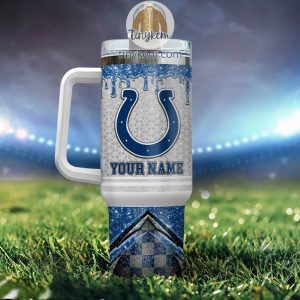 Indianapolis Colts Personalized 40Oz Tumbler With Glitter Printed Style2B3 Pkumz