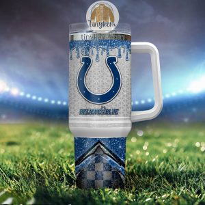 Indianapolis Colts Personalized 40Oz Tumbler With Glitter Printed Style2B4 V8Ir5