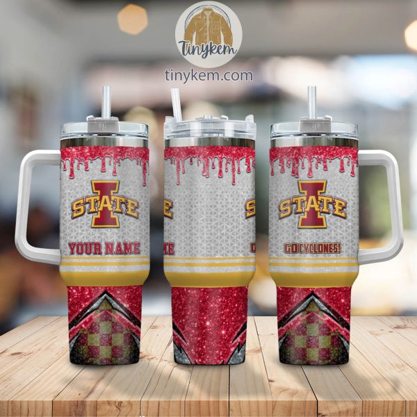Iowa State Cyclones Customized 40oz Tumbler With Glitter Printed Style