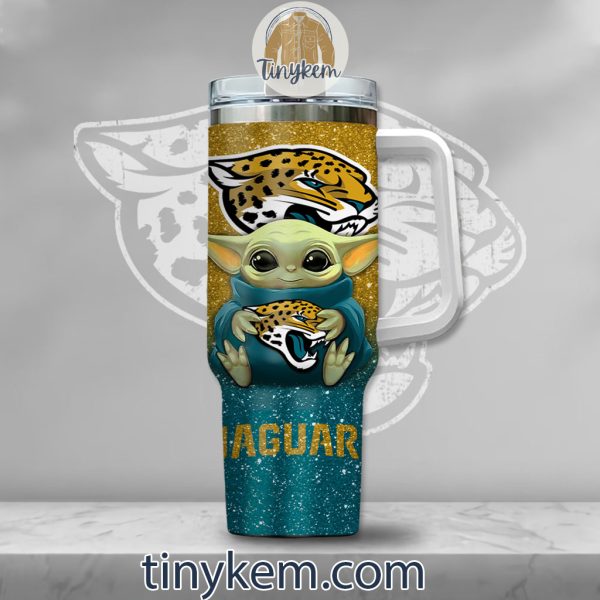 Jacksonville Jaguars Baby Yoda Customized Glitter 40oz Tumbler