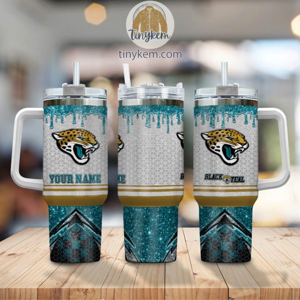 Jacksonville Jaguars Personalized 40Oz Tumbler With Glitter Printed Style