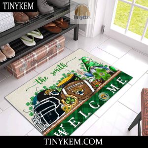 Jacksonville Jaguars St Patricks Day Doormat With Gnome and Shamrock Design2B3 lPTQ0