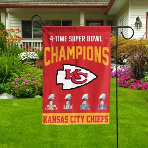 Kansas City Chiefs 4 Time Super Bowl Champions Garden Flag2B3 d7ick