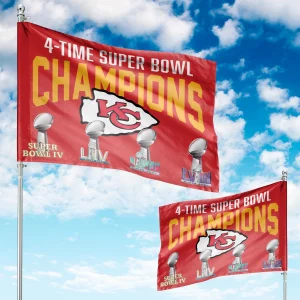 Kansas City Chiefs 4 Time Super Bowl Champions Garden Flag2B4 ajcbz