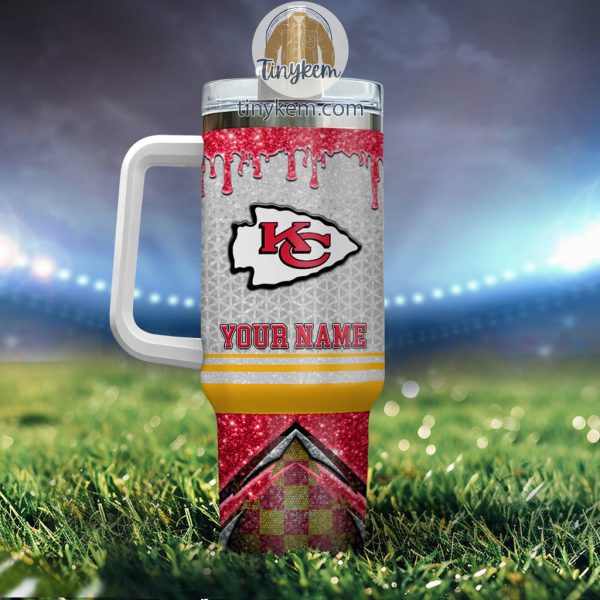 Kansas City Chiefs Personalized 40Oz Tumbler With Glitter Printed Style