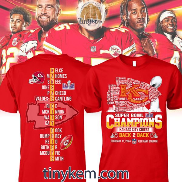 Kansas City Chiefs Super Bowl Back2back Champions Tshirt Two Side Printed