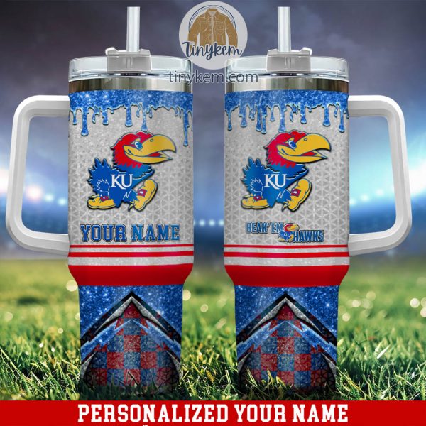 Kansas Jayhawks Customized 40oz Tumbler With Glitter Printed Style