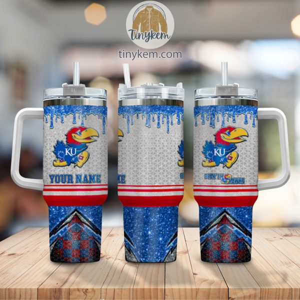 Kansas Jayhawks Customized 40oz Tumbler With Glitter Printed Style