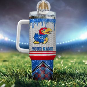 Kansas Jayhawks Customized 40oz Tumbler With Glitter Printed Style2B3 2foSD