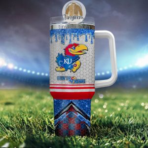 Kansas Jayhawks Customized 40oz Tumbler With Glitter Printed Style2B4 vi0nl