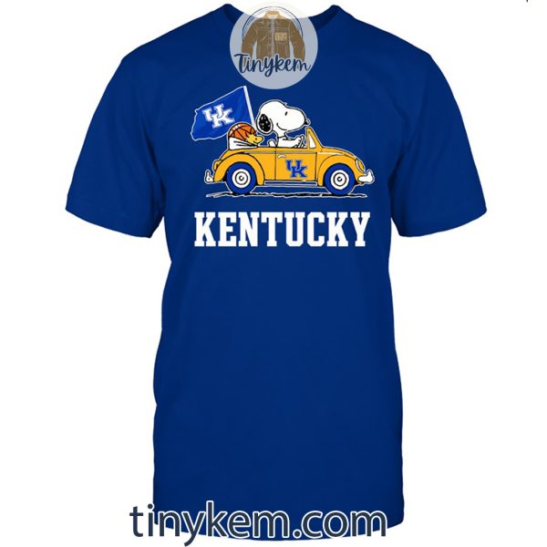 Kentucky Basketball With Snoopy Driving Car Tshirt