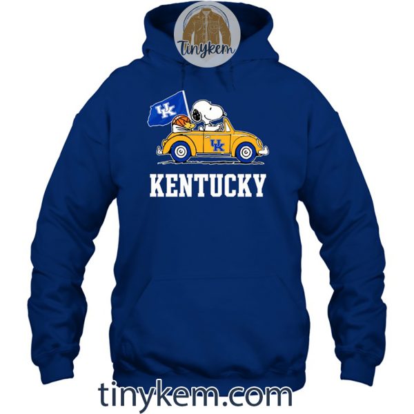 Kentucky Basketball With Snoopy Driving Car Tshirt