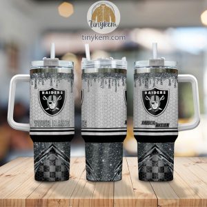 Las Vegas Raiders Personalized 40Oz Tumbler With Glitter Printed Style
