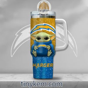 Los Angeles Chargers Baby Yoda Customized Glitter 40oz Tumbler