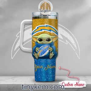 Los Angeles Chargers Baby Yoda Customized Glitter 40oz Tumbler2B3 0X9e6