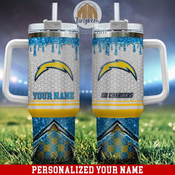 Los Angeles Chargers Personalized 40Oz Tumbler With Glitter Printed Style