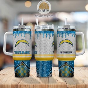 Los Angeles Chargers Personalized 40Oz Tumbler With Glitter Printed Style2B2 RvMtP
