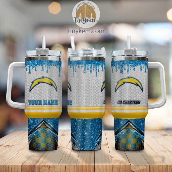 Los Angeles Chargers Personalized 40Oz Tumbler With Glitter Printed Style