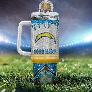 Los Angeles Chargers Personalized 40Oz Tumbler With Glitter Printed Style2B3 L9F7u