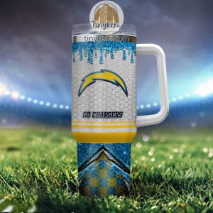 Los Angeles Chargers Personalized 40Oz Tumbler With Glitter Printed Style2B4 wkM5l