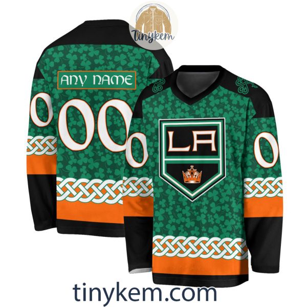 Los Angeles Kings Customized St.Patrick’s Day Design Vneck Long Sleeve Hockey Jersey