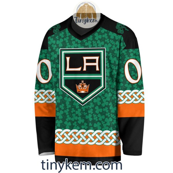 Los Angeles Kings Customized St.Patrick’s Day Design Vneck Long Sleeve Hockey Jersey