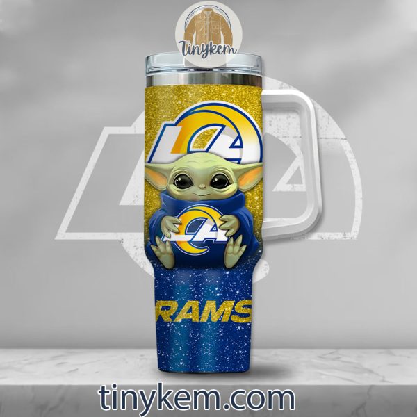 Los Angeles Rams Baby Yoda Customized Glitter 40oz Tumbler