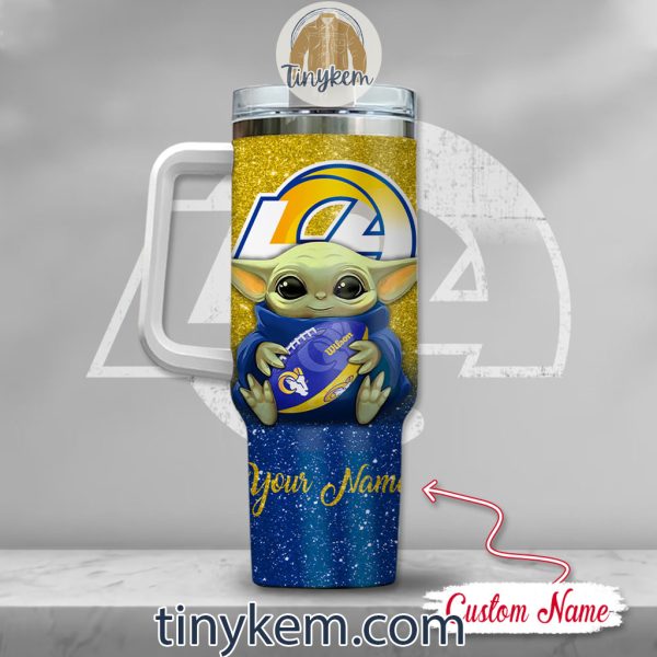 Los Angeles Rams Baby Yoda Customized Glitter 40oz Tumbler