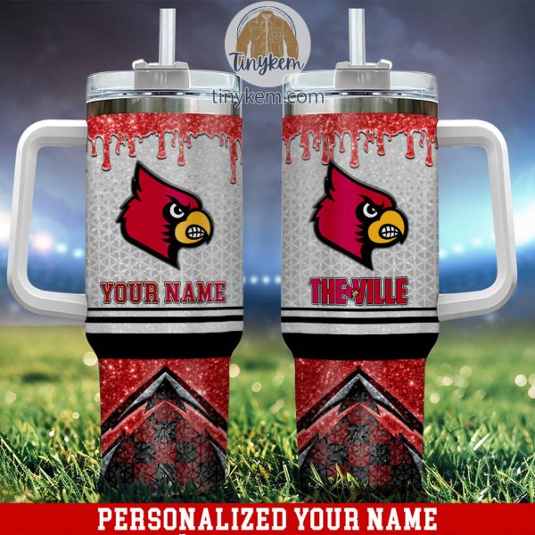 Louisville Cardinals Customized 40oz Tumbler With Glitter Printed Style