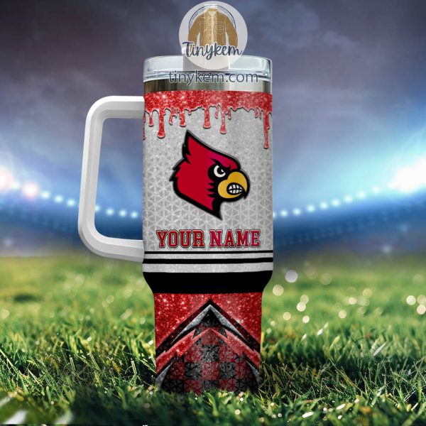 Louisville Cardinals Customized 40oz Tumbler With Glitter Printed Style
