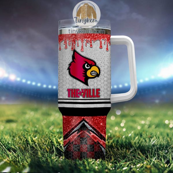 Louisville Cardinals Customized 40oz Tumbler With Glitter Printed Style