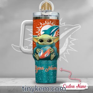 Miami Dolphins Baby Yoda Customized Glitter 40oz Tumbler2B3 a7tLJ