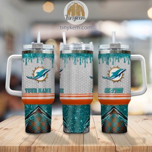 Miami Dolphins Personalized 40Oz Tumbler With Glitter Printed Style