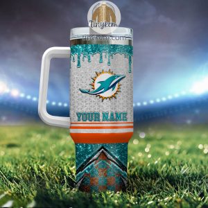 Miami Dolphins Personalized 40Oz Tumbler With Glitter Printed Style2B3 YurfJ