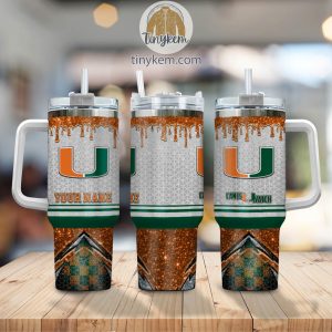 Miami Hurricanes Customized 40oz Tumbler With Glitter Printed Style2B2 HvFVE