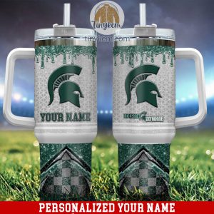Michigan State Spartans Customized 40oz Tumbler With Glitter Printed Style
