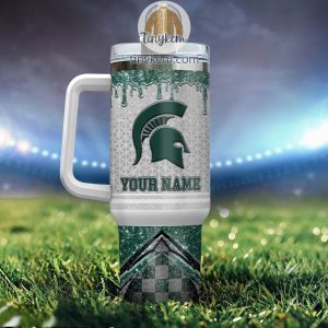 Michigan State Spartans Customized 40oz Tumbler With Glitter Printed Style2B3 jqhwa