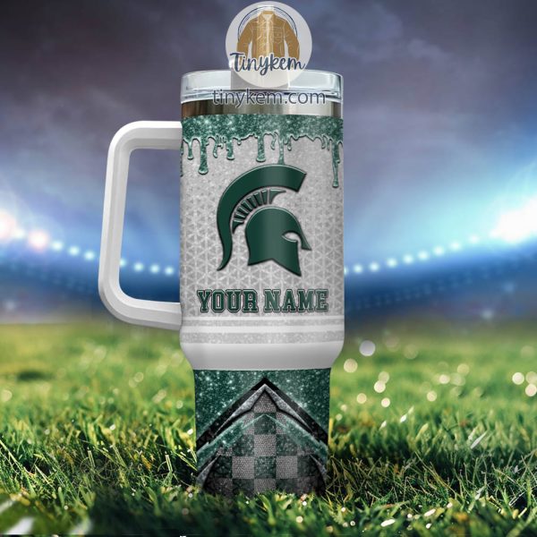 Michigan State Spartans Customized 40oz Tumbler With Glitter Printed Style