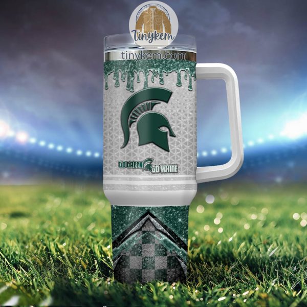 Michigan State Spartans Customized 40oz Tumbler With Glitter Printed Style