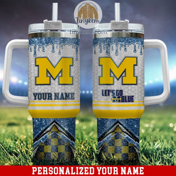 Michigan Wolverines Customized 40oz Tumbler With Glitter Printed Style