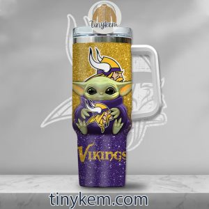 Minnesota Vikings Baby Yoda Customized Glitter 40oz Tumbler