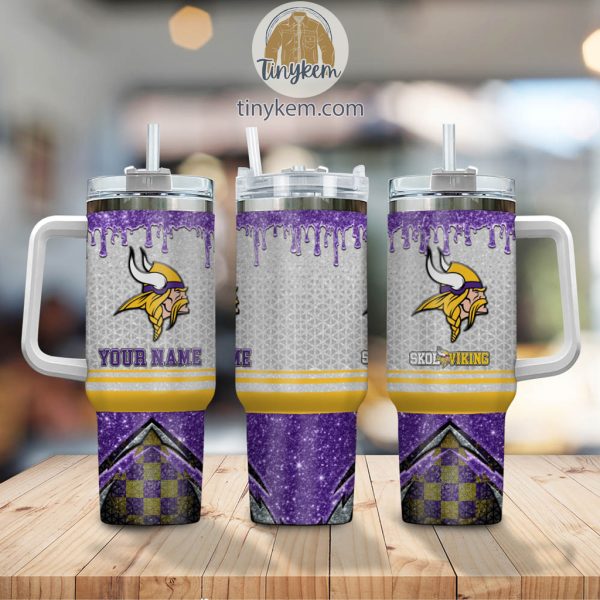 Minnesota Vikings Personalized 40Oz Tumbler With Glitter Printed Style