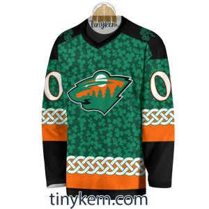 Minnesota Wild Customized StPatricks Day Design Vneck Long Sleeve Hockey Jersey2B2 S4Ri8