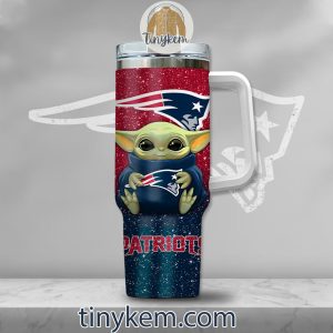 New England Patriots Baby Yoda Customized Glitter 40oz Tumbler
