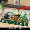 New York Giants St Patricks Day Doormat With Gnome and Shamrock Design
